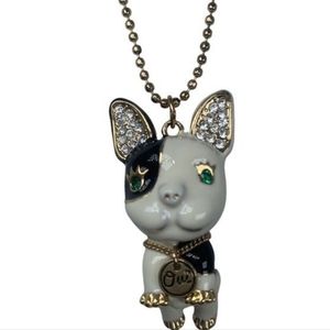 BETSEY JOHNSON Royal Engagement Frenchie Bulldog & Bow Sweater Necklace.